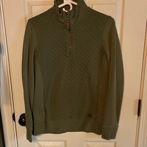 Women’s LL Bean Olive Green Quilted 1/4 Zip